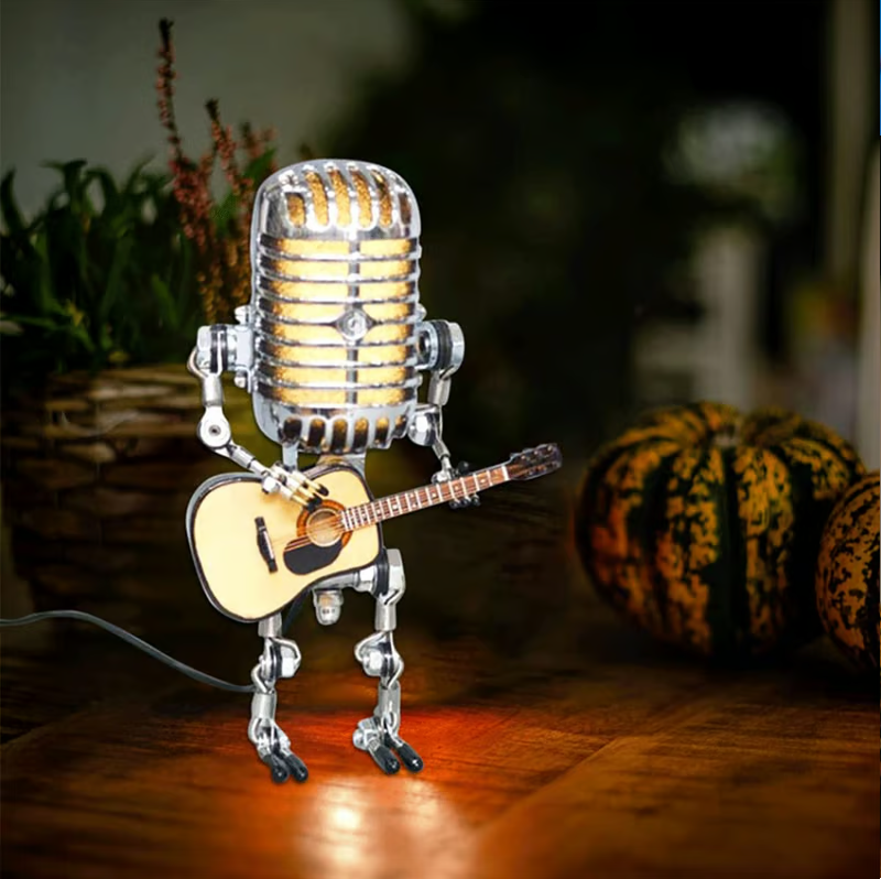 š„š„Vintage Metal Microphone Robot Desk Lamp