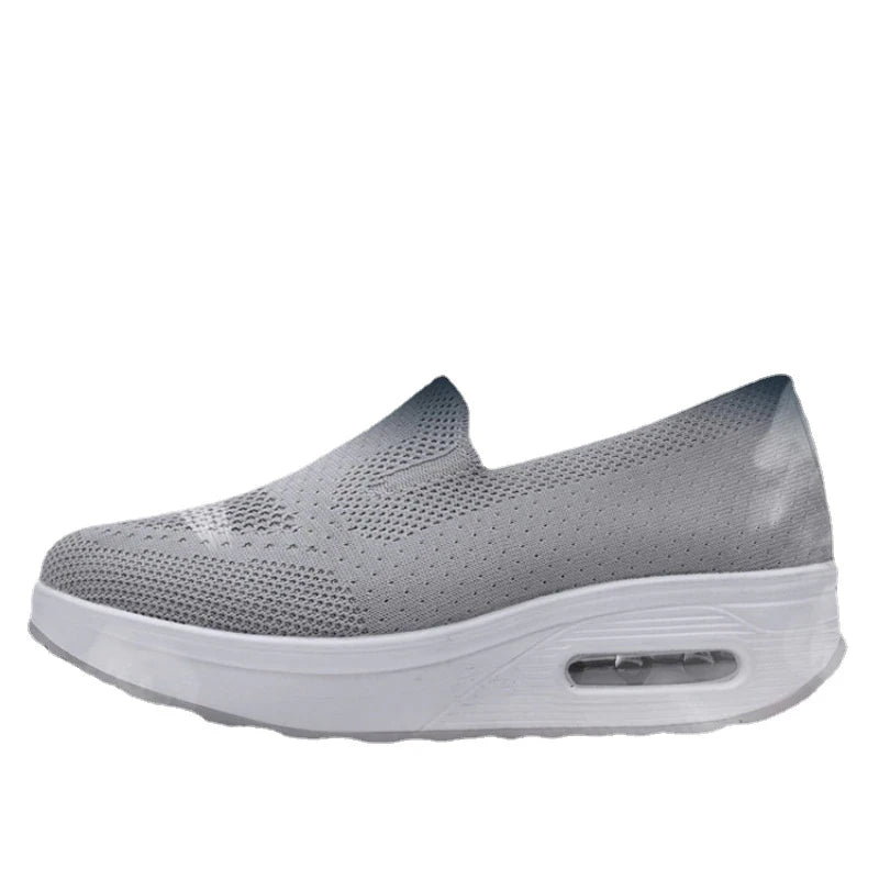 2023 Women’s Orthopedic Walking Shoes, Breathable & Lightweight Platform Loafers, Flying Woven Slip-on Shoes