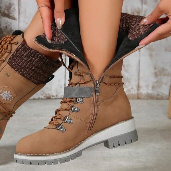 🔥Last Day 50% OFF🔥 - 👢Women’s Leather Flat Heel Mid-Calf Zipper Boots👢