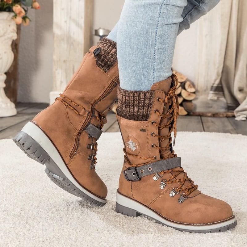 🔥Last Day 50% OFF🔥 - 👢Women’s Leather Flat Heel Mid-Calf Zipper Boots👢