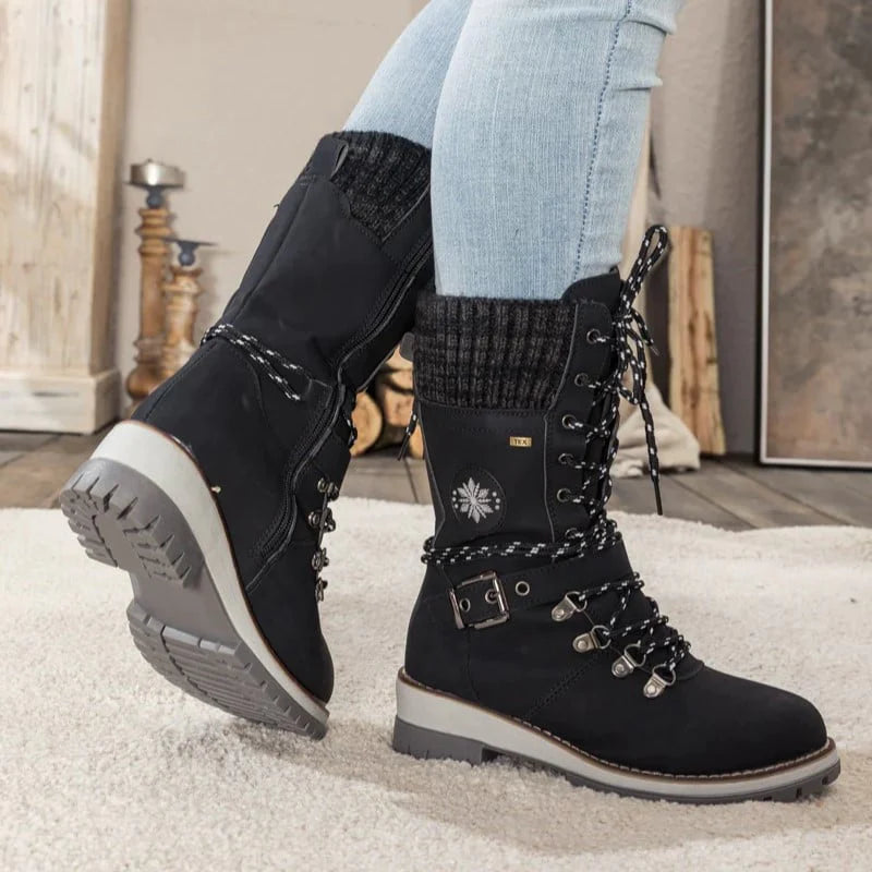 🔥Last Day 50% OFF🔥 - 👢Women’s Leather Flat Heel Mid-Calf Zipper Boots👢