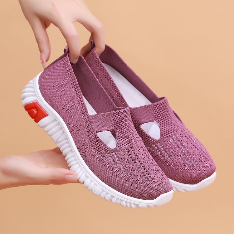2023 Women's Orthopedic Breathable Knitted Sneakers, Comfortable Low Top Slip On Walking Shoes