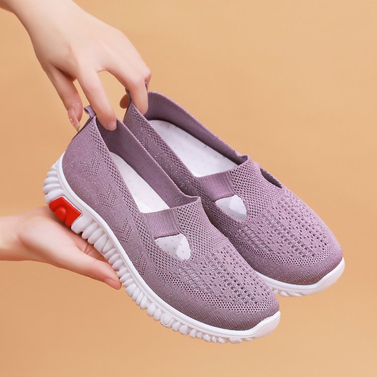 2023 Women's Orthopedic Breathable Knitted Sneakers, Comfortable Low Top Slip On Walking Shoes