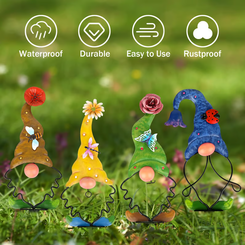 š„Gnome Set of 4 Yard Stakes