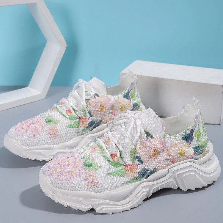 2023 Floral Print Lace-up Breathable Orthopedic Sneakers