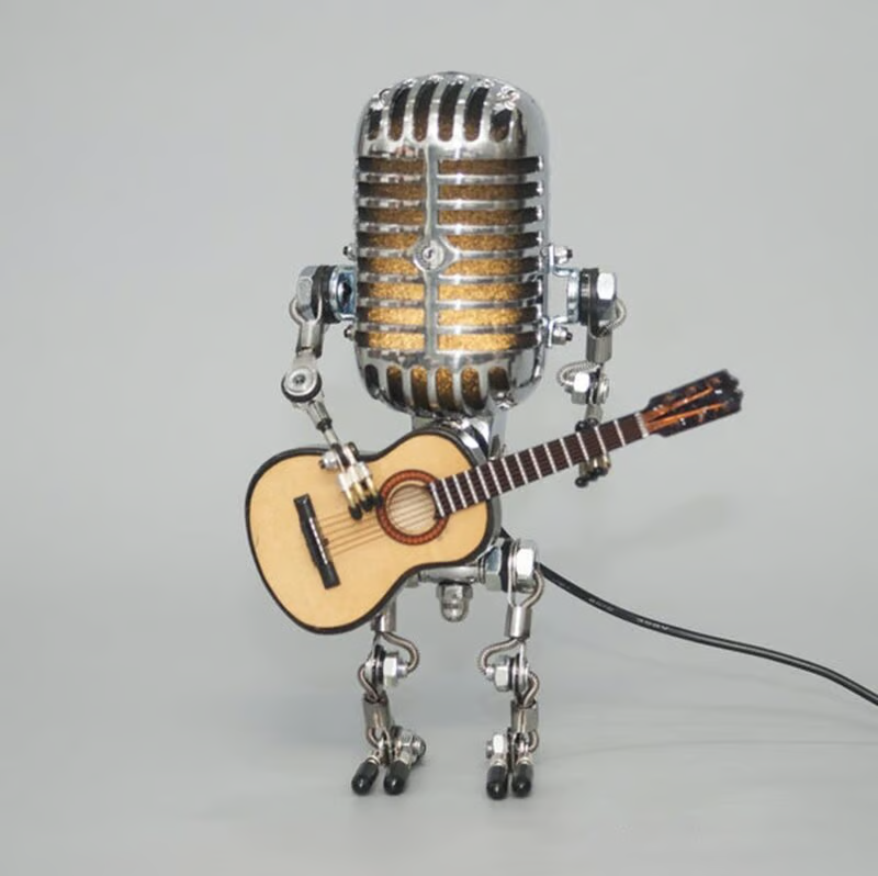 š„š„Vintage Metal Microphone Robot Desk Lamp
