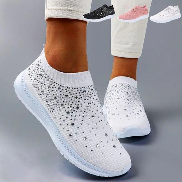 Last Day 49% OFF🔥 - Women's Crystal Breathable Orthopedic Slip-On Walking Shoes