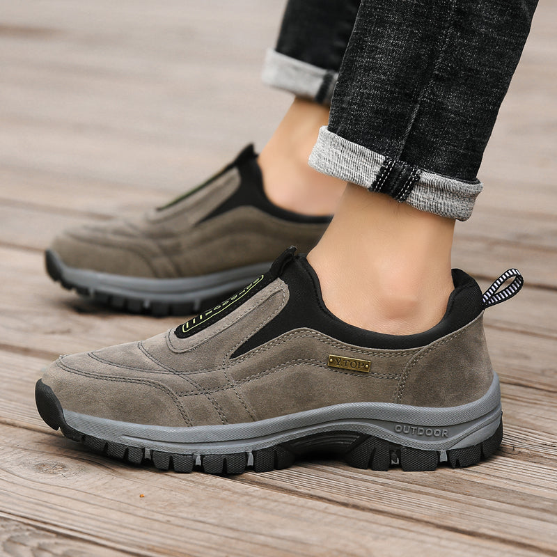 Men's Outdoor Lightweight Non-slip Walking Shoes, Slip On Hiking Shoes Sneakers