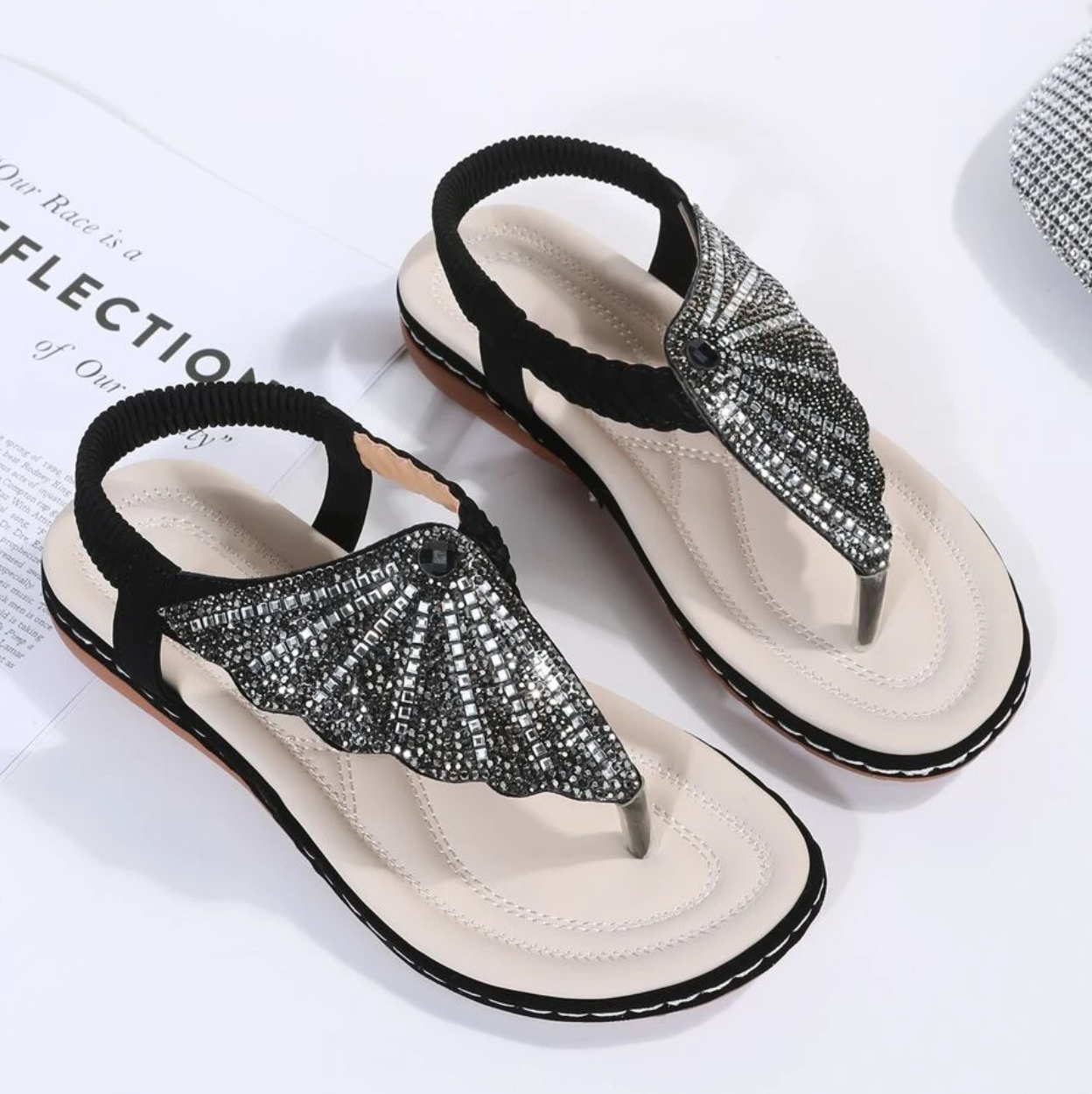 On This Week Sale OFF 49%🔥2023 Women Casual Orthopedic Sandals, Crystal Rome Fashion Clip Toe Slippers