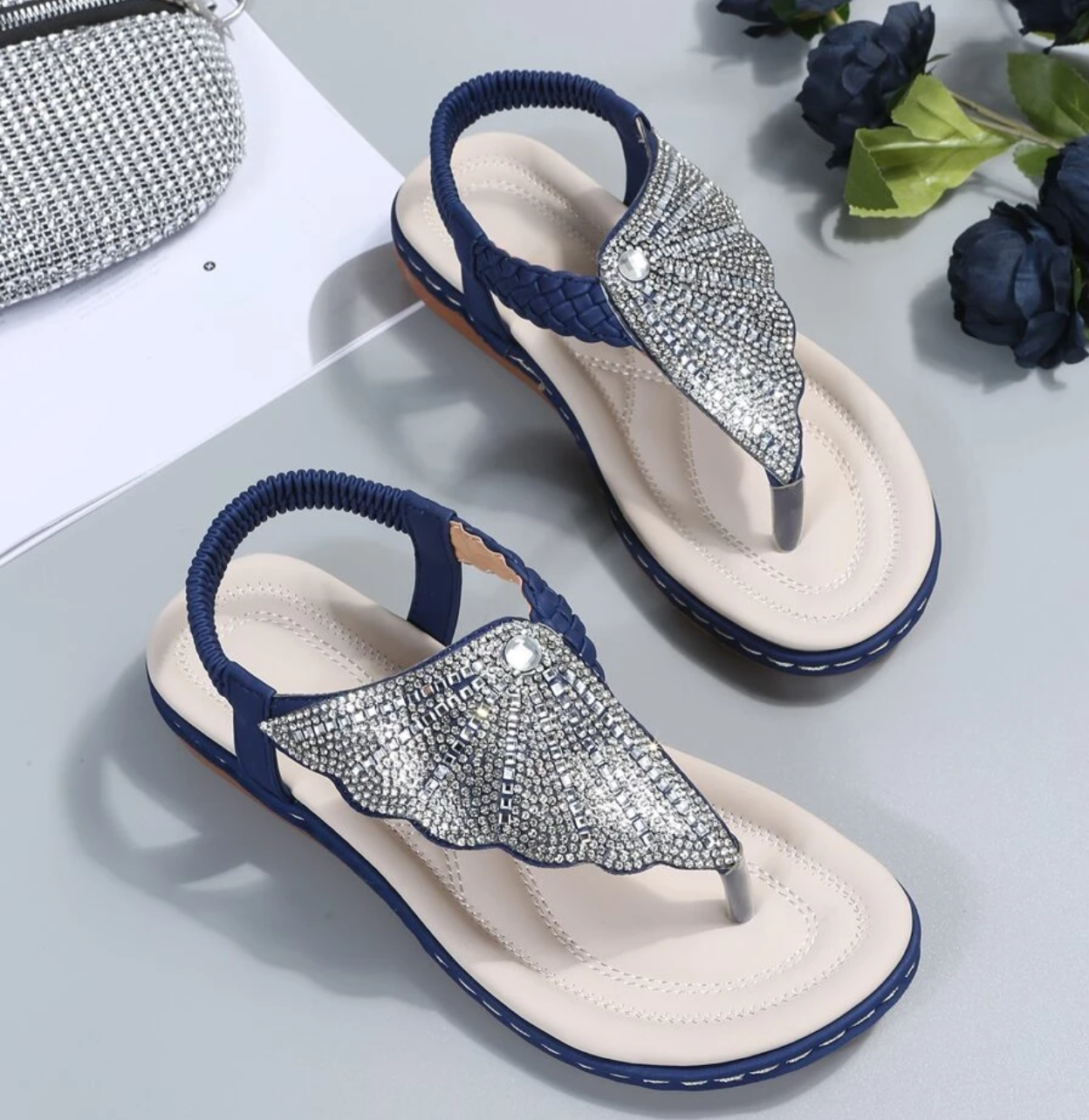 On This Week Sale OFF 49%🔥2023 Women Casual Orthopedic Sandals, Crystal Rome Fashion Clip Toe Slippers