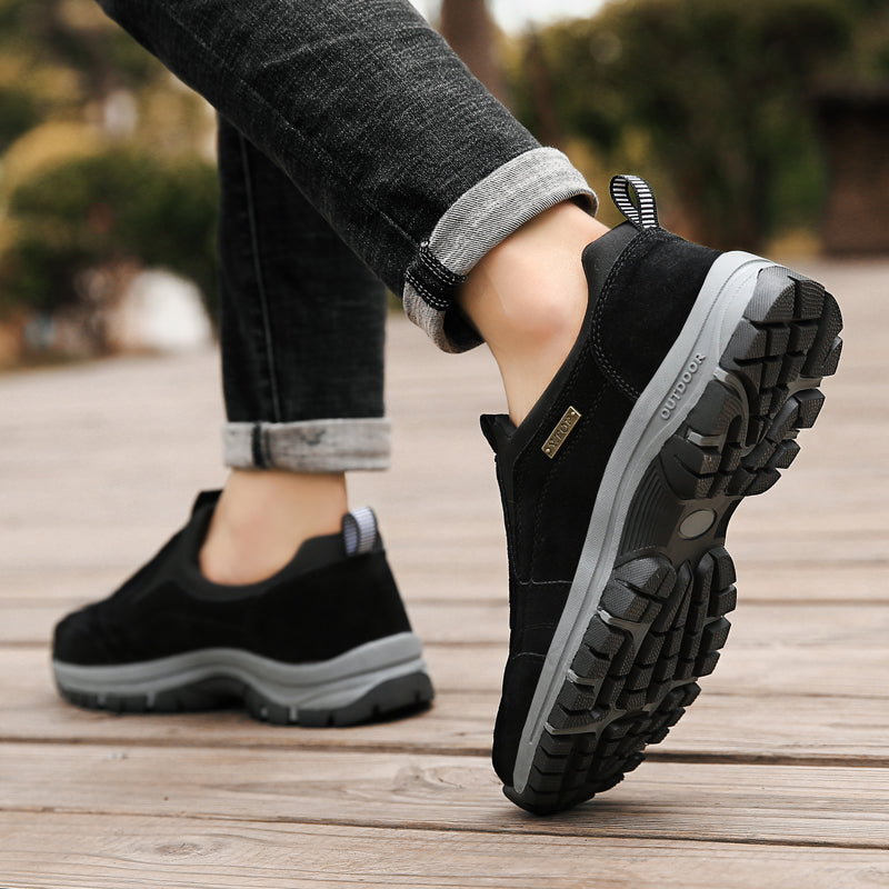 Men's Outdoor Lightweight Non-slip Walking Shoes, Slip On Hiking Shoes Sneakers