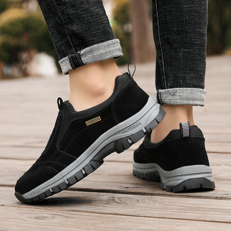 Men's Outdoor Lightweight Non-slip Walking Shoes, Slip On Hiking Shoes Sneakers