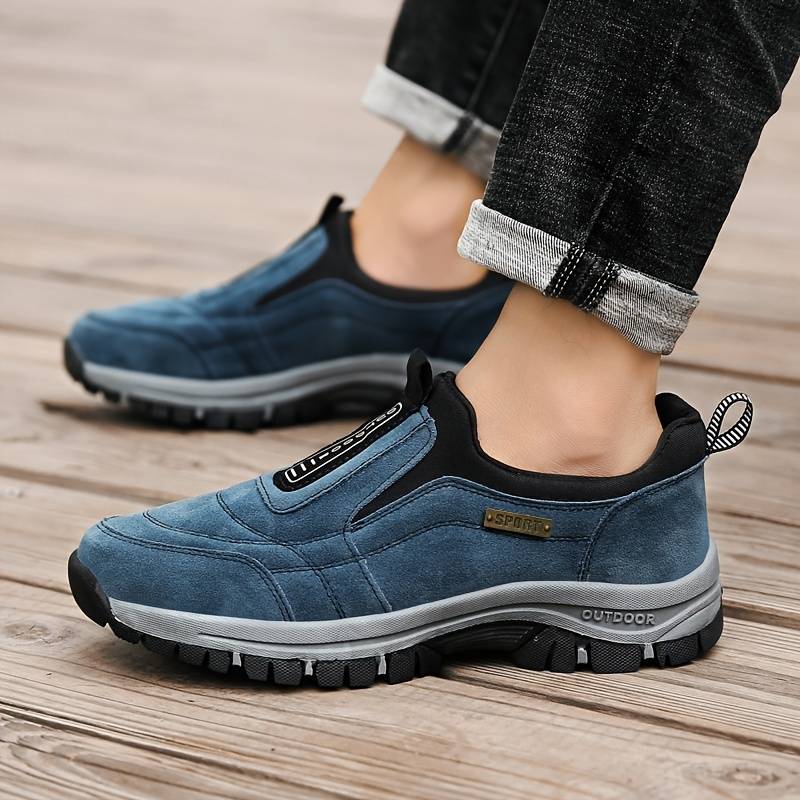 Men's Outdoor Lightweight Non-slip Walking Shoes, Slip On Hiking Shoes Sneakers