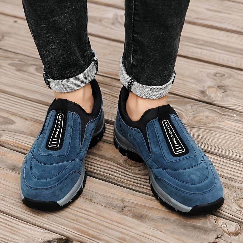 Men's Outdoor Lightweight Non-slip Walking Shoes, Slip On Hiking Shoes Sneakers