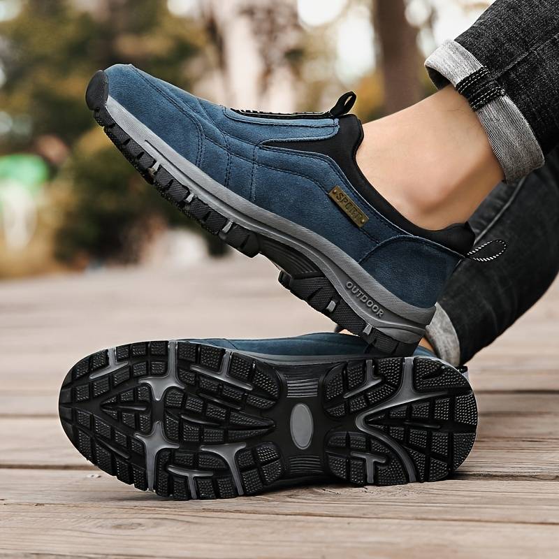 Men's Outdoor Lightweight Non-slip Walking Shoes, Slip On Hiking Shoes Sneakers