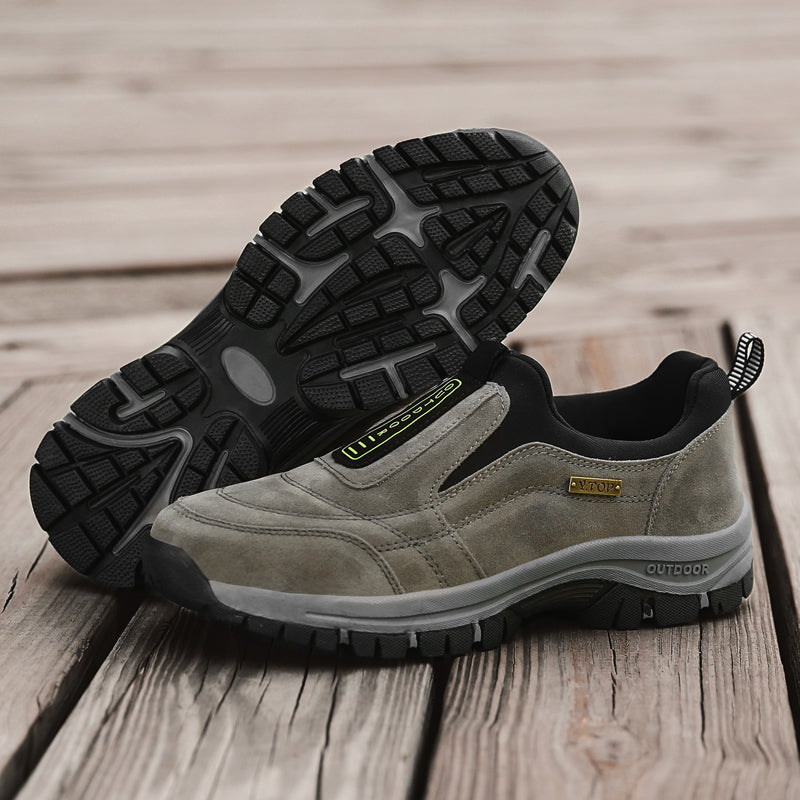 Men's Outdoor Lightweight Non-slip Walking Shoes, Slip On Hiking Shoes Sneakers