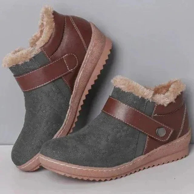 🔥Last Day 49% OFF - Women's new winter round head matching color wool non-slip snow boots