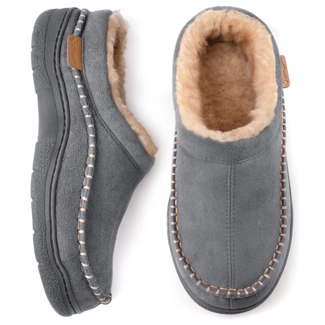 Last Day 49% OFF🔥 - Men's Daily Non-Slip Warm Plush Wide Toe Slip-On Loafers Slippers