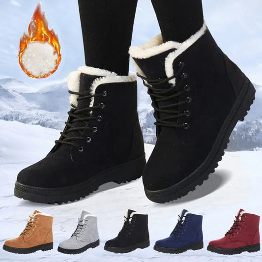 2023 Korean Style Women Boots, Ankle Winter Plush Thermal Snow Boots