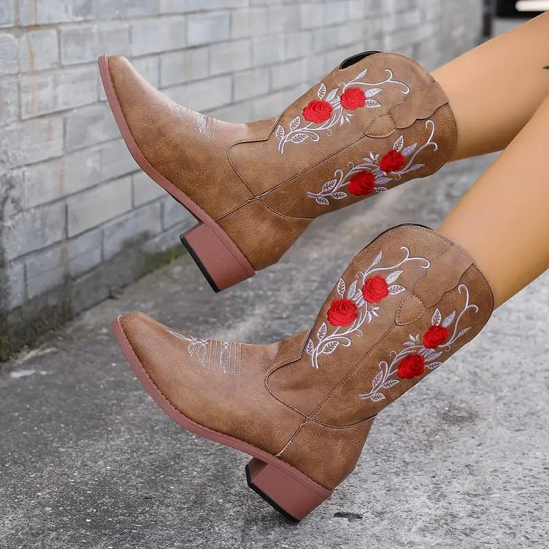 🔥LAST DAY 49% OFF💝Women's Rose Western Cowboy Boots