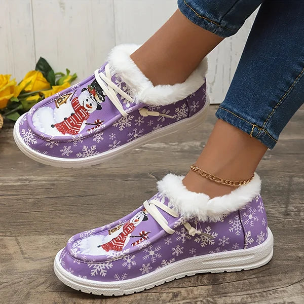 Last Day 49% OFF🔥 - Women's Comfort Plush Snowman Canvas Ankle Boots