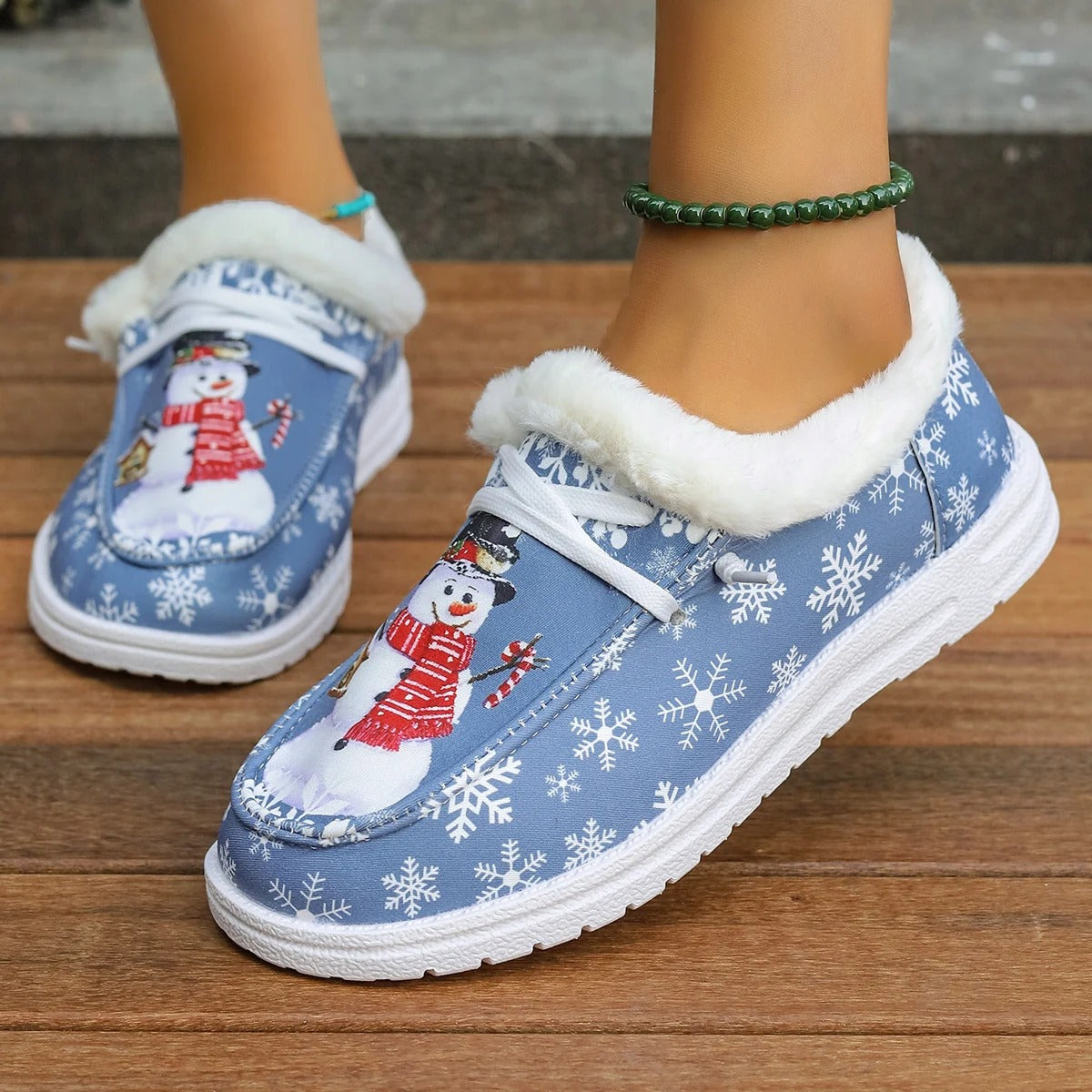 Last Day 49% OFF🔥 - Women's Comfort Plush Snowman Canvas Ankle Boots