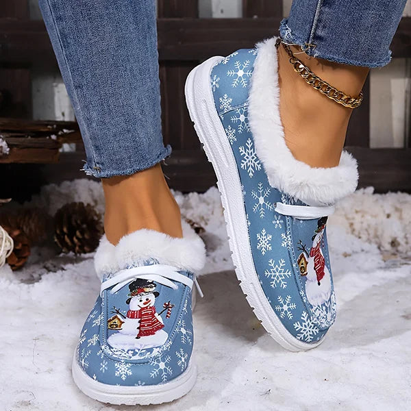 Last Day 49% OFF🔥 - Women's Comfort Plush Snowman Canvas Ankle Boots