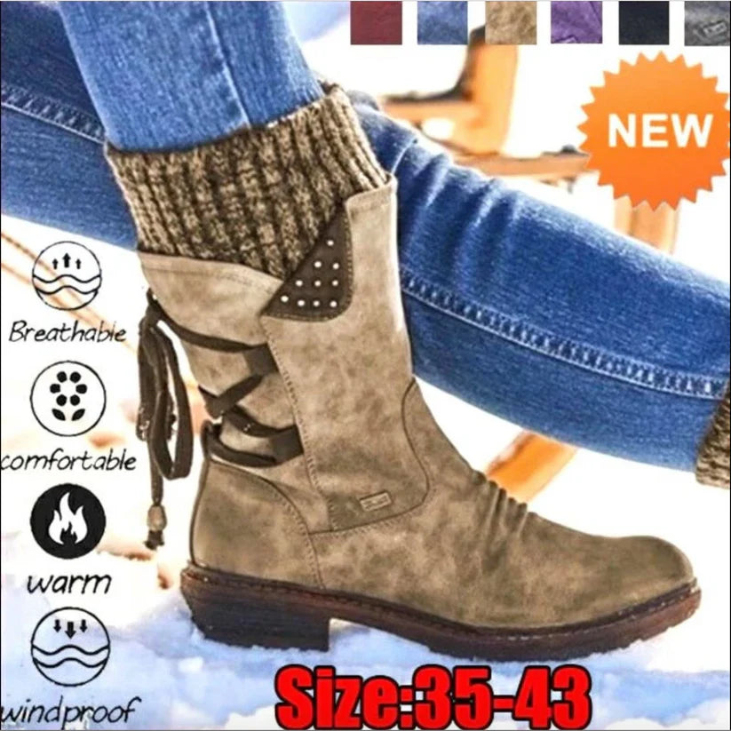 🔥Last Day 49% OFF - Women's Winter Mid-Calf Bow Plush Warm Boots