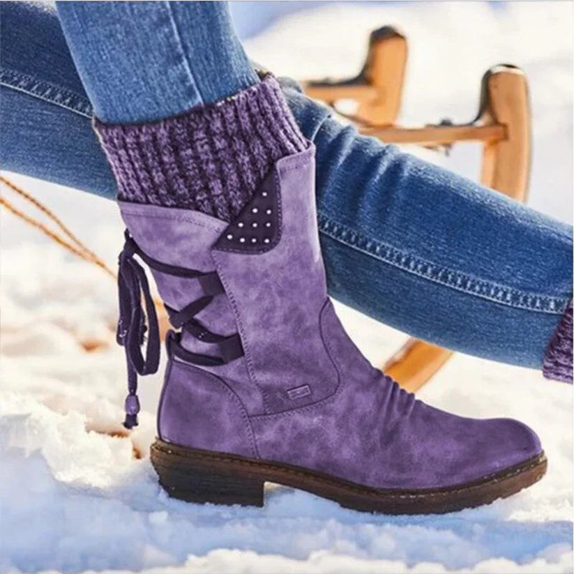 🔥Last Day 49% OFF - Women's Winter Mid-Calf Bow Plush Warm Boots