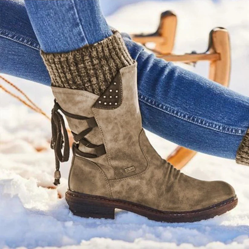 🔥Last Day 49% OFF - Women's Winter Mid-Calf Bow Plush Warm Boots