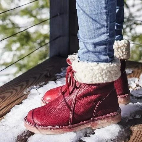 🔥Last Day 49% OFF - Waterproof Wool Lined Leather Orthopedic Snow Boots