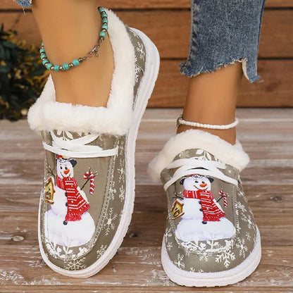 Last Day 49% OFF🔥 - Women's Comfort Plush Snowman Canvas Ankle Boots