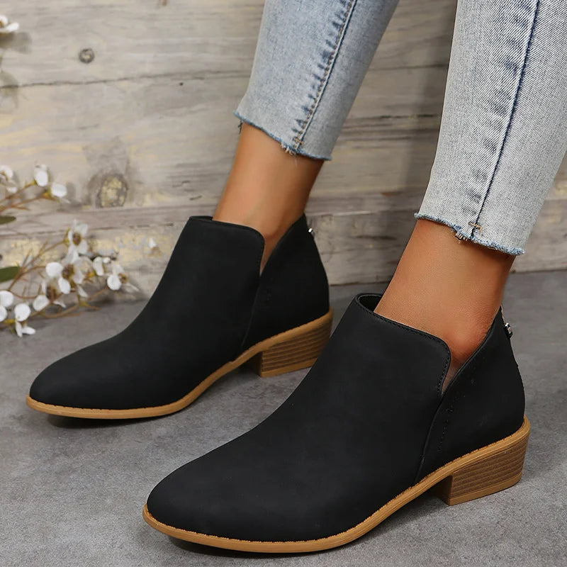 🔥LAST DAY 49% OFF💝Women's Vintage Style Chunky Low Heel Ankle Boots