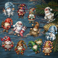 Wooden Dwarf Christmas Tree Ornaments Set (12pcs)